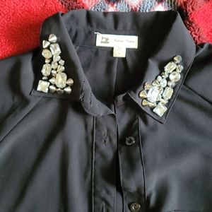 Large Black Sheer Polyester Blouse